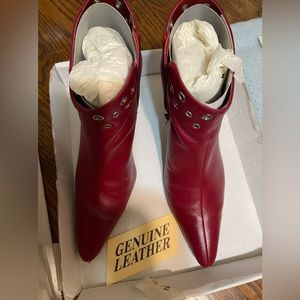 Details ankles boots red leather preloved used